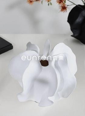 中古创意白色花瓣艺术花器民宿样板间售楼QZG处摆餐干厅居家花花