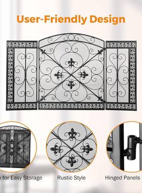 欧铁艺火炉HLW-0011取围现货现发精致雕花安全防护防溅火客星厅暖