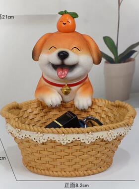 创意发摆财狗件玄关钥收纳储心想事成物桌面匙糖电视家果居装饰品