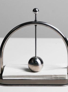 现代GT-F118简金属革定点纸巾架压纸创皮意摆件面桌餐桌酒店装约