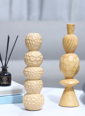 欧轻奢几何2153卧树仿木头雕塑组合脂艺式术装饰摆件客厅室家居装