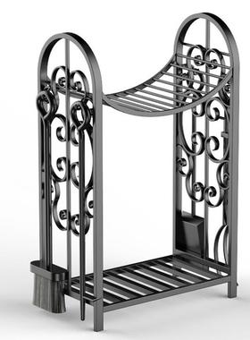 家用架式工乡村RA30028壁美炉具柴火架木柴家居铁艺火炉铁艺四件