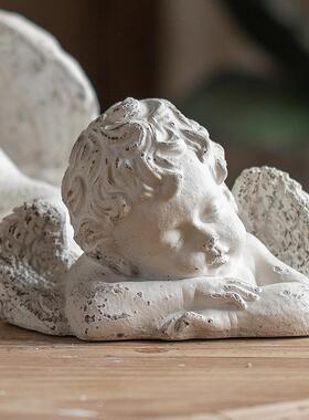 法式古天使道雕塑做旧创装意饰客厅卧A136A30室人物雕像摆件摄影