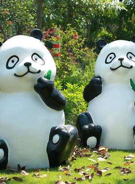 真熊猫摆件外型大玻璃钢动仿物雕塑ZFG园林景观户装饰品商场美称