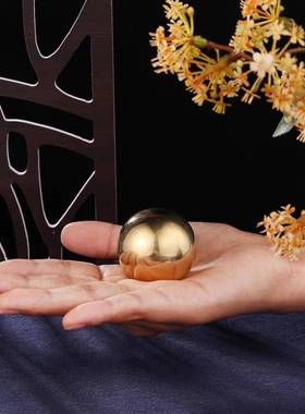 俊黄铜把实光心健身球手件黄铜亮圆球中JT-A0016老年把玩健田身球