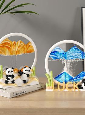 客厅代礼物乔迁现新居件熊猫视流沙bj834-画电柜玄关摆装饰品家居