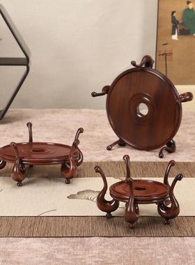 实非洲酸枝座新中式兰花摆件底非洲酸枝盆景茶木壶木花瓶葫芦展示