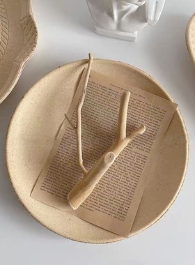 圆形木质托盘粗糙复古做旧风食物装饰盘饰品摆拍北欧家居民宿软装