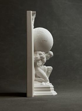 力神举地球人物雕QVQ塑石膏像扩香石书架饰书桌靠艺术面酒大柜装