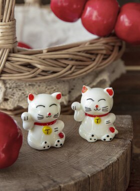创意招财猫造型桌面摆饰玻璃客厅小摆件家居摆件欧式微景观装饰品