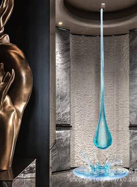 现代简约透明树脂水花雕装饰艺酒术塑店会所大门厅堂创意水16滴摆