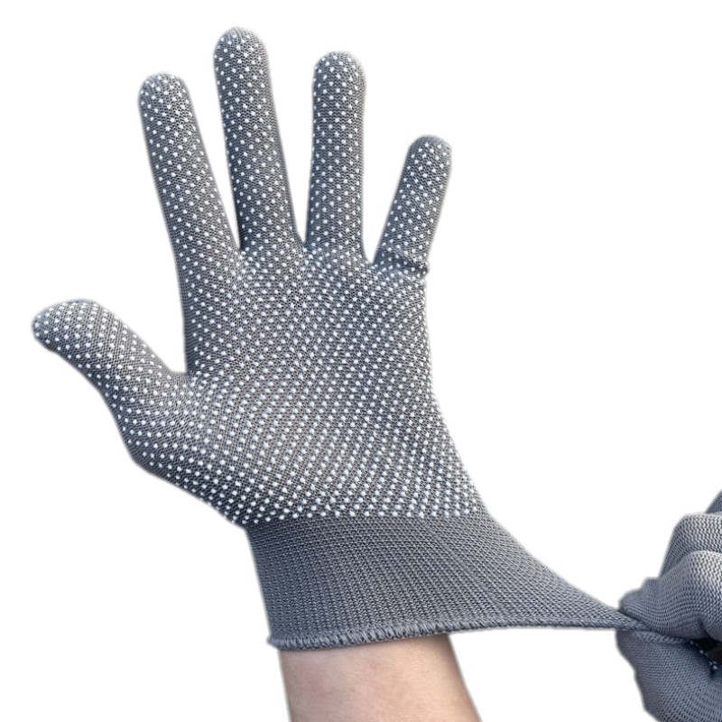 手套劳保耐磨尼龙工作薄款透气点胶防滑打包干活模具搬运户外骑行 - 图1