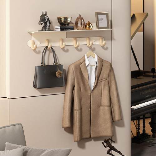 入户门玄关置物架高级网红创意挂钩挂衣架墙上壁挂衣钩上墙免打孔 - 图0