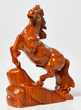 花梨木雕马摆件实木雕刻工艺礼品摆饰生肖木马家居客厅装饰红木开