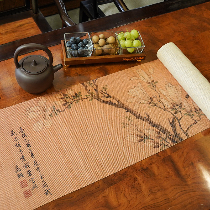 新中式手工竹丝精编中国风禅意茶席便携式茶垫桌旗茶帘茶道干泡席,淘宝优惠券,粉丝福利购,淘宝优惠卷