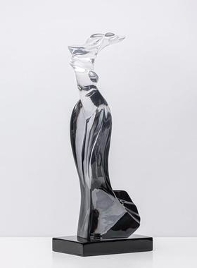 简约现创意几何透明件树形脂雕塑摆板软装售楼部样0301房异家居装