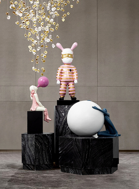 天然六角大理石雕塑摆台落地展示台酒店售楼处装饰品摆件 可定制