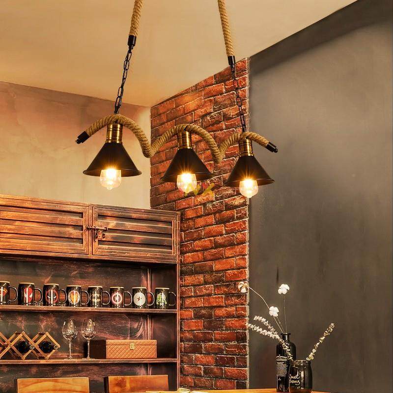 oflt复工业风吧台吊灯餐灯具美式酒A吧咖啡古厅网咖厅店铺麻绳吊,淘宝优惠券,粉丝福利购,淘宝优惠卷