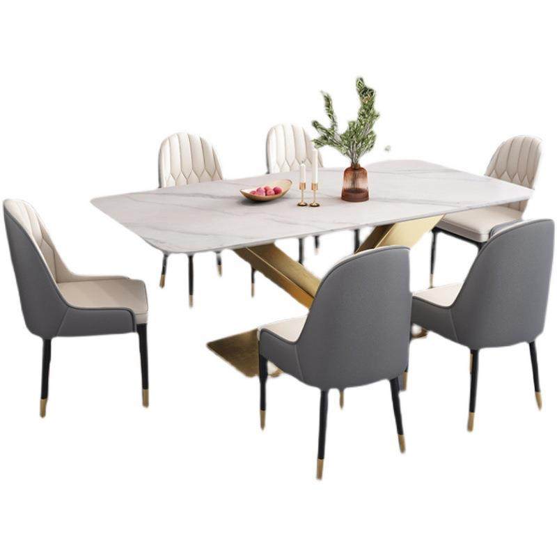 亮光高端岩板餐桌椅组合小户型现代简约家用轻奢长方形吃饭桌子,淘宝优惠券,粉丝福利购,淘宝优惠卷