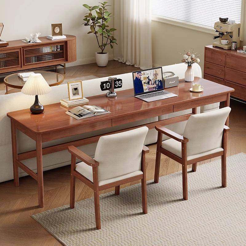 实木双人书桌45cm宽长条窄桌子家用客厅办公桌简易电脑桌写字桌子,淘宝优惠券,粉丝福利购,淘宝优惠卷