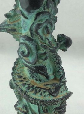 青铜器仿古摆件 汉代盘龙蜡台 铜蜡台 古玩收藏摆件 包老浆铜器