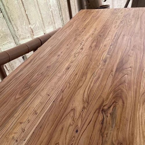 老榆木桌子实木板复古茶桌茶台长条餐桌家用原木桌面吧台长桌书桌 - 图0