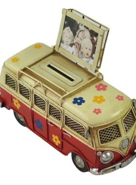 欧式乡村巴士摆件家居装饰摆工艺品铁收藏小创意手工艺5589复古设