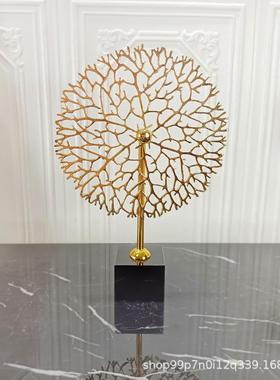 欧式轻奢MET19002金属海树公珊瑚家居厅装饰摆件客玄关办品桌酒店