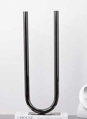 欧式轻奢不锈钢U烛XJM餐台摆件现代约客厅厅婚庆蜡型烛台摆设简品