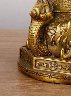 铜麒麟摆件一对黄铜店踩八卦麒麟摆圆座纳福卦八麒365麟铺办公室
