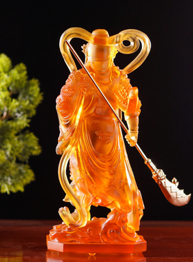 伽蓝韦陀菩萨关公像关帝武财神佛像居家供奉桌面摆件琉璃开业送礼