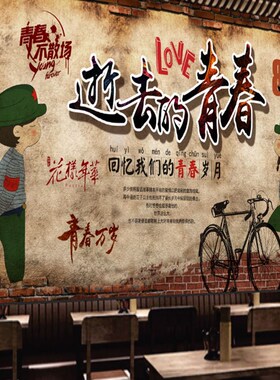 复古怀旧饭店餐厅酒吧8090年代童年回忆直播背景墙工业风青春壁纸