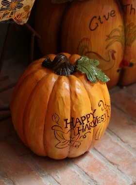 田园美式乡村丰收南瓜装饰创意艺术万圣节家居氛围橱窗客厅摆件