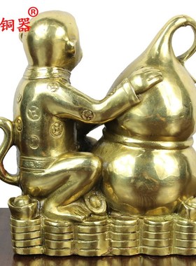 宇卓铜器纯铜猴黄铜猴抱葫芦猴子铜工艺品摆件款式多