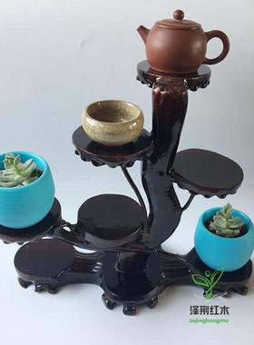 红木石圆形茶杯垫仿实木质紫砂壶奇摆件座木托博古架XQS底展示架