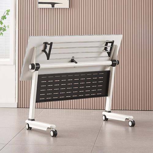 折叠培训桌可移动拼接学校辅导班办公桌组合课桌带轮侧翻长条桌 - 图1