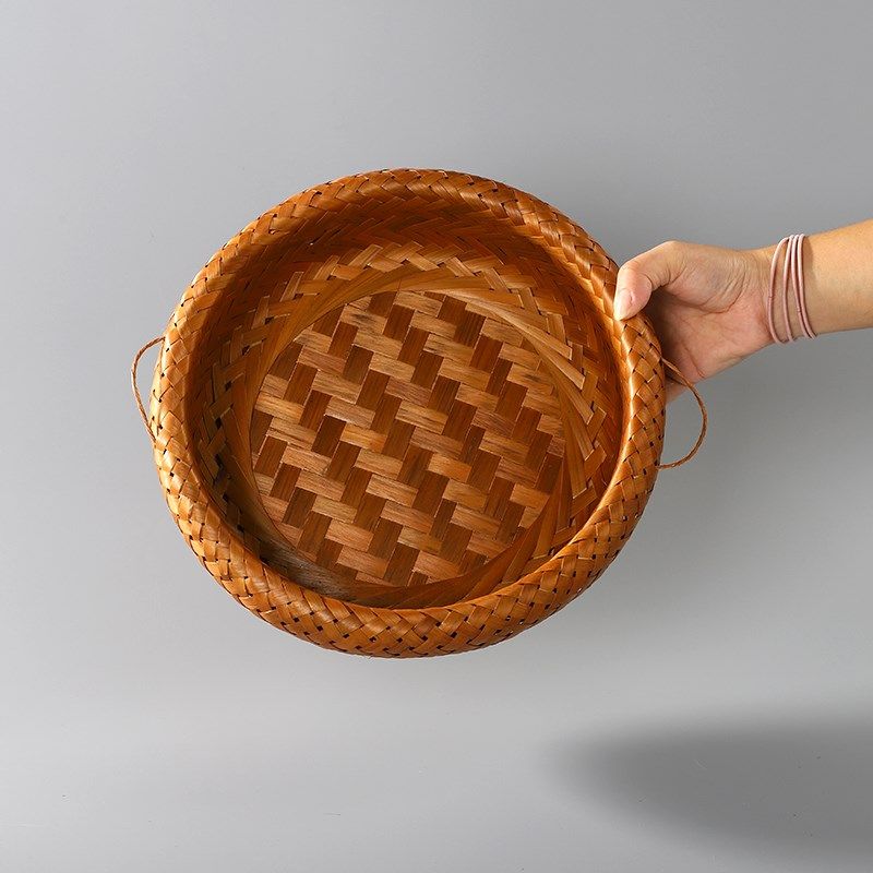 竹编咖色鸟巢篮竹制品圆簸箕农家水果馒头筐干果零食收纳筐竹篮,淘宝优惠券,粉丝福利购,淘宝优惠卷