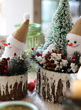 圣诞节雪人圣诞老人摆件家用桌面咖啡馆橱窗装饰品圣诞树节日气氛