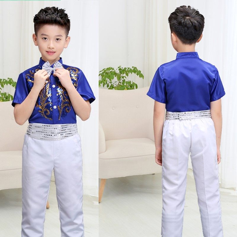 新款男童舞台装红色白色绿色上衣长裤短裤表演服礼服男孩演出合唱,淘宝优惠券,粉丝福利购,淘宝优惠卷