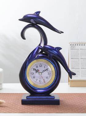轻奢海豚时钟树脂艺品家居酒柜工客A516立书办公桌体现代房摆件迷