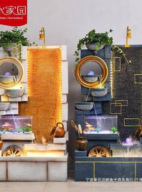 流欧式流水墙水幕墙屏风隔断装饰品水幕墙流大落型室观内加湿器景