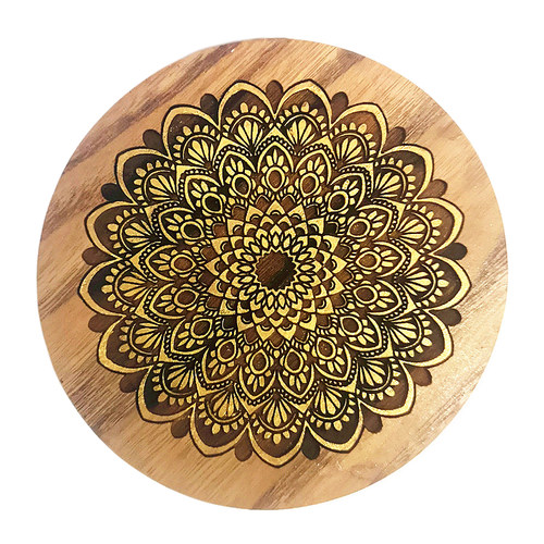 曼陀罗花纹木雕花板 实木杯垫壁挂装饰木板画 木垫子底座木垫板子 - 图3