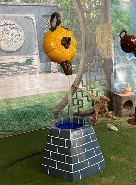 玻璃钢悬空天壶雕塑茶园饭店开业装饰悬浮壶招财流水泵壶落地摆件