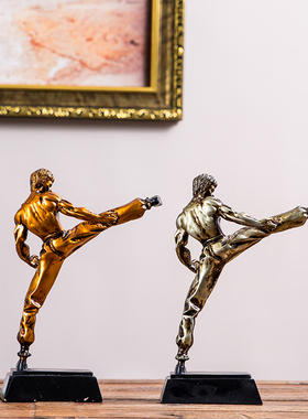 健美健身比赛奖杯欧式李小龙摆件 跆拳道拳击肌肉大力士男女礼品