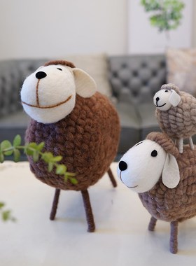 可爱大白羊桌面摆件 羊毛毡手工成品柜台装饰品家居客厅创意礼物