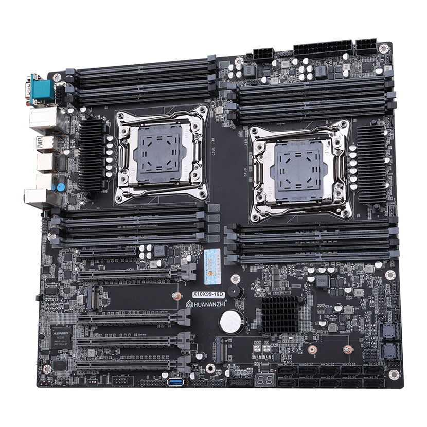 华南金牌X10X99-16D双路工作站服务器主板四通道D4内存支持2696V4 - 图1