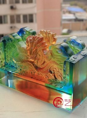 琉璃摆件天子龙名片座创意家居办公桌饰品客户朋友生日礼品礼物