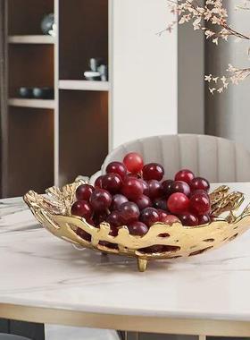 新中式0426创意金酒属纳收盘摆件茶几餐厅客果厅店家居桌面装饰品