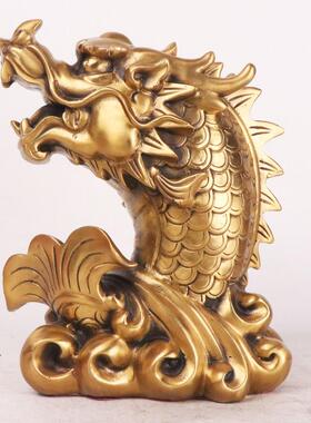 0117杨铜记铜龙鱼鱼工艺品家居客厅办公室摆件龙铜头鱼鱼化龙