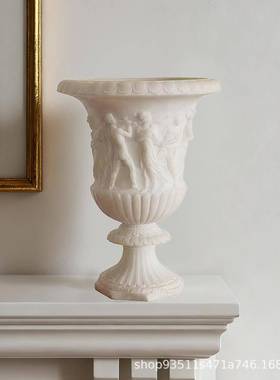 新古TGL花典风仿玉石款树脂器尚简店约时别墅酒庭院装饰浮雕花器